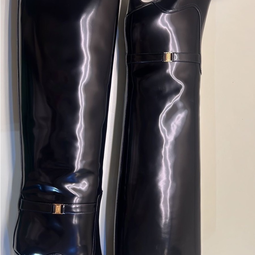Saint Laurent Diane Black knee high leather high Heeled Boots size EU 39 NWT - Picture 3 of 9